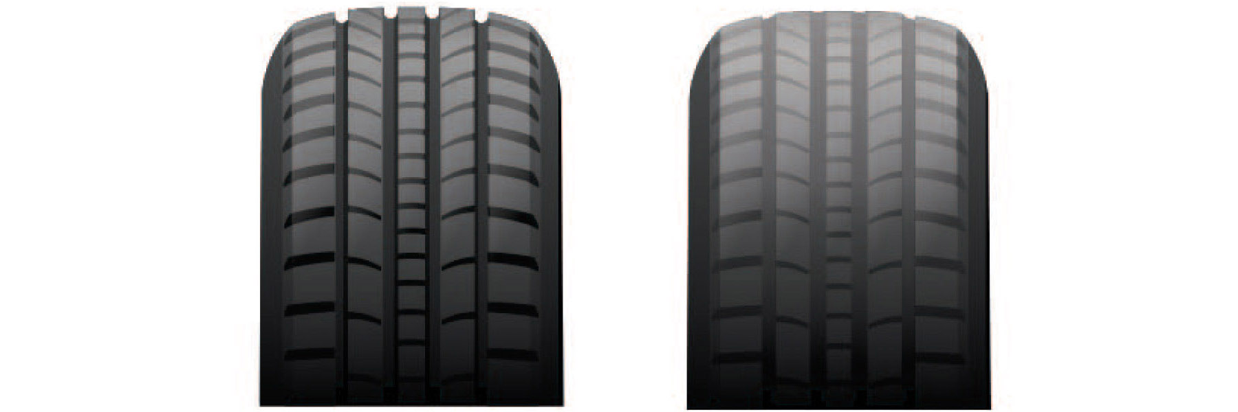 Tire tread depth comparison.